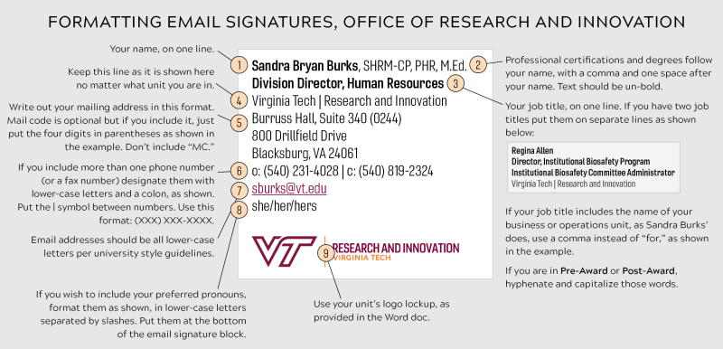 image showing how to format an email signature